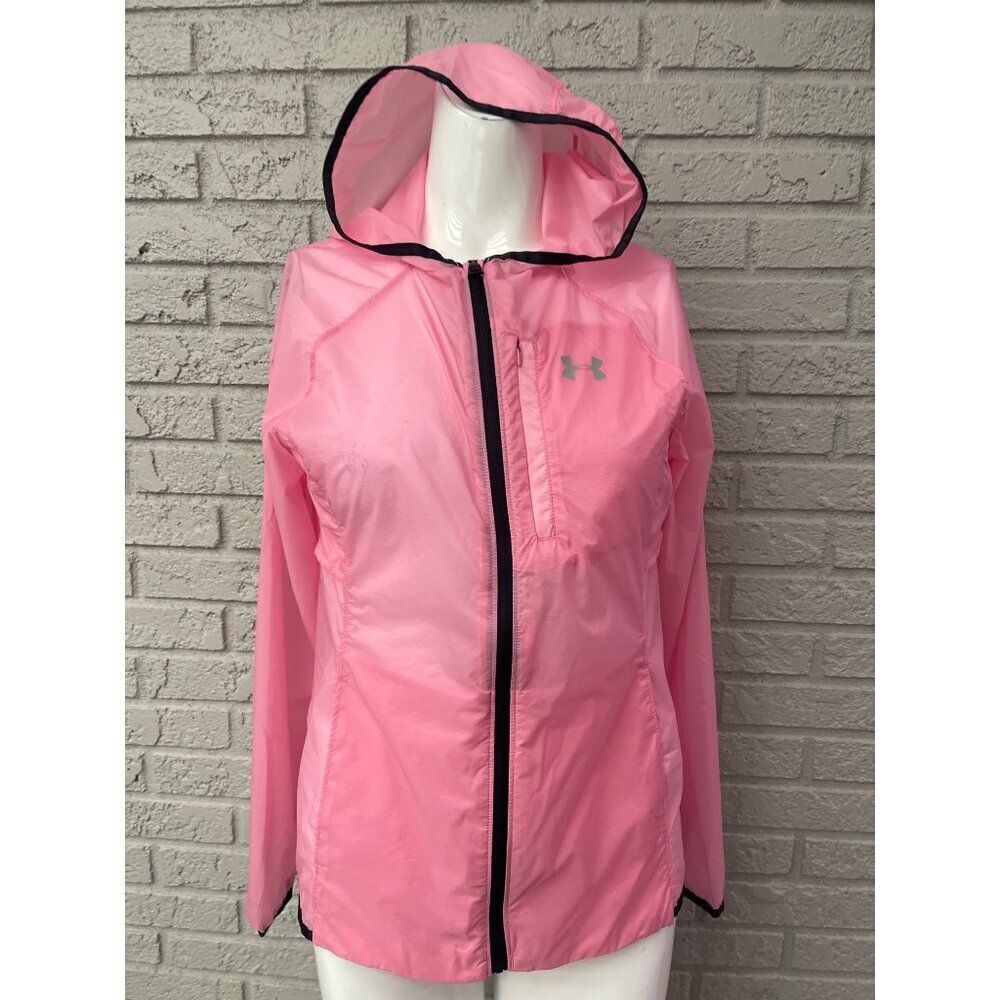 Under Armour Women Coldgear Hooded Pink Raincoat Size XS